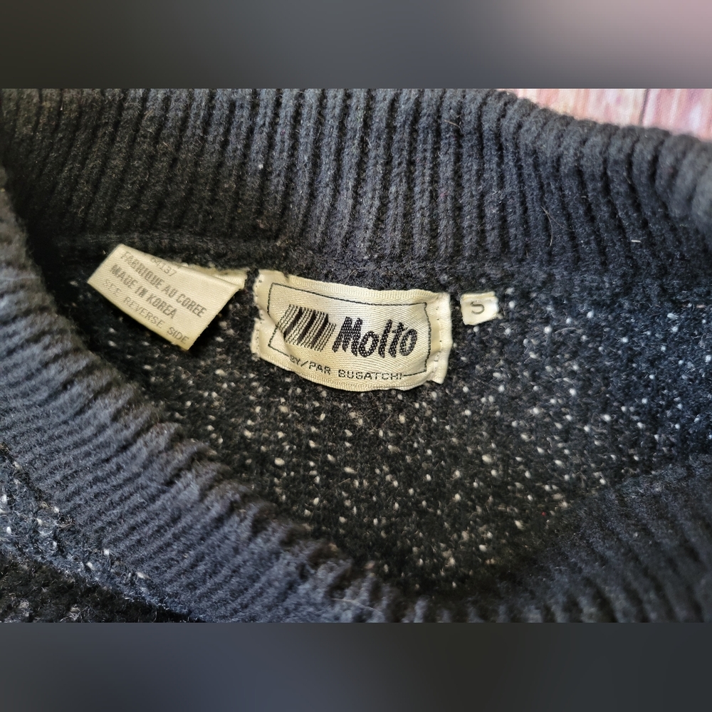Bugatchi Black and Silver Patterned Crewneck Sweater - Picture 4 of 6